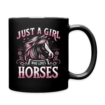 Pferd Pferde Reiten Pferdereiten Sprungreiten - Tasse einfarbig - Schwarz - Rechts