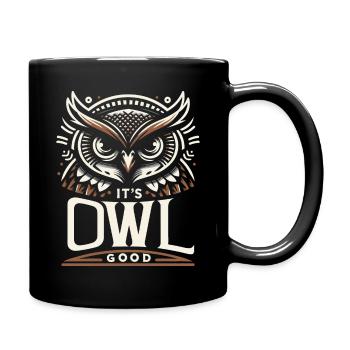 Eule Vogel Tier Eulen - Tasse einfarbig - Schwarz - Rechts