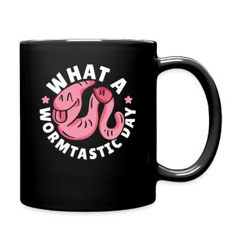 What A Wormtastic Day Worm Farming Vermiculture - Full Colour Mug - black - Right