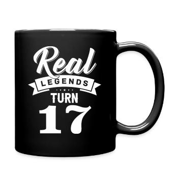 Real Legends Turn 17, 17 Birthday - Full Colour Mug - black - Right