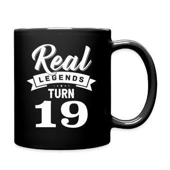 Real legends turn 19, 19 birthday - Full Colour Mug - black - Right