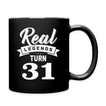 Real Legends Turn 31, 31 Birthday - Full Colour Mug - black - Right