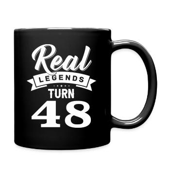 Real legends turn 48, 48 birthday - Full Colour Mug - black - Right