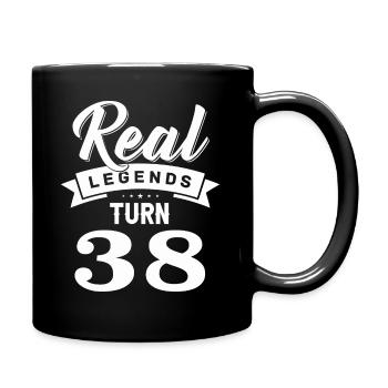 Real legends turn 38, 38 birthday - Full Colour Mug - black - Right