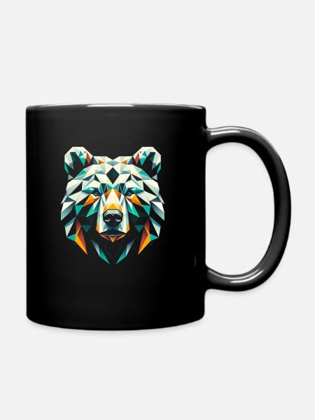 Polygon Bär - Tasse einfarbig - Schwarz