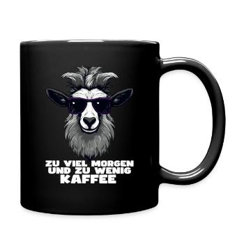 Lustiges Schaf Design mit Spruch - Tasse einfarbig - Schwarz - Rechts