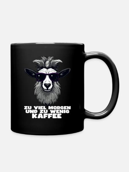 Lustiges Schaf Design mit Spruch - Tasse einfarbig - Schwarz