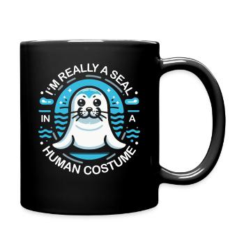 Robbe Robben Tier Seelöwe - Tasse einfarbig - Schwarz - Rechts