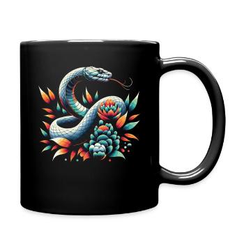 Schlange Schlangen Tier - Tasse einfarbig - Schwarz - Rechts