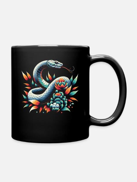 Schlange Schlangen Tier - Tasse einfarbig - Schwarz