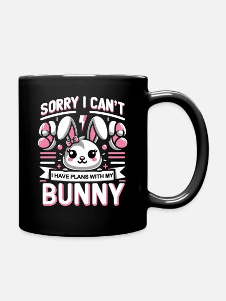 Hase Häschen Tier Haustier Hasen - Tasse einfarbig - Schwarz