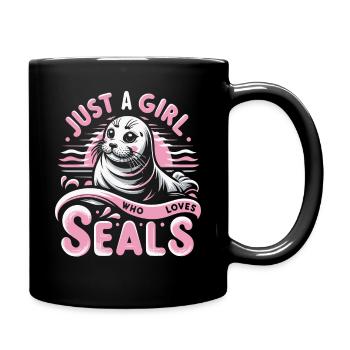 Robbe Robben Tier Seelöwe - Tasse einfarbig - Schwarz - Rechts