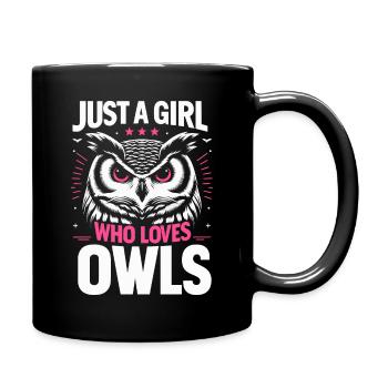 Eule Vogel Tier Eulen - Tasse einfarbig - Schwarz - Rechts