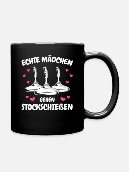 Stockschütze Eisstockschießen Eisstock - Tasse einfarbig - Schwarz