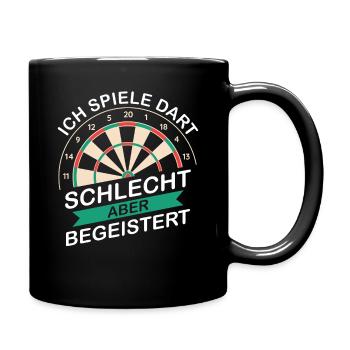 Dart Darts Dartspieler Dartsport - Tasse einfarbig - Schwarz - Rechts