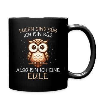 Noctambule, Hibou, Hibou, Oiseau - Mug uni - noir - Droite