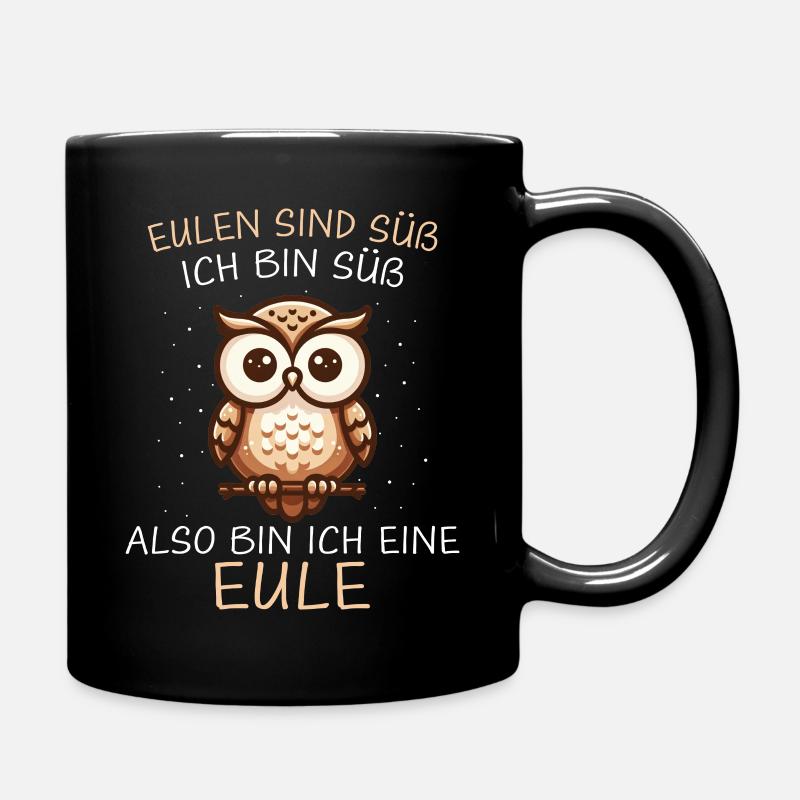 Nachteule Eule Eulen Vogel - Tasse einfarbig - Schwarz