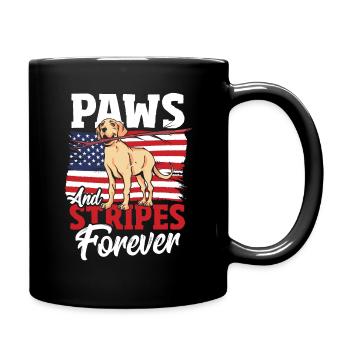 Black Lab Dog Holding July 4th Patriotic USA Flag - Full Colour Mug - black - Right