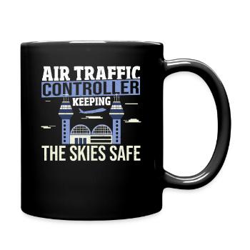 Radar Piloten Landebahn Fluglotsen Dekorationen - Tasse einfarbig - Schwarz - Rechts