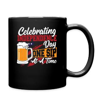 Merica Amerikanische Flagge Bierflasche 4. Juli - Tasse einfarbig - Schwarz - Rechts