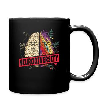 Neurodiversity Brain Autism Awareness Asd ADHD - Full Colour Mug - black - Right