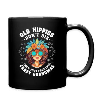 Old Hippies Don't Die Fade Into Crazy Grandmas - Full Colour Mug - black - Right