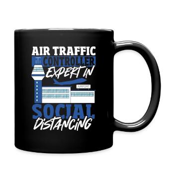 Radarflugzeug Flughafen Fluglotse Uniform - Tasse einfarbig - Schwarz - Rechts