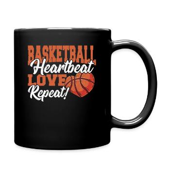 Basket-ball, Netball, Couple, Basket-ball, Heartbeat, - Mug uni - noir - Droite