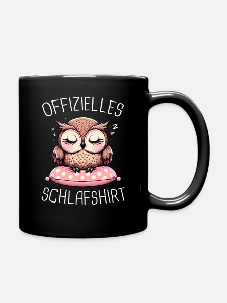 Nachteule Eule Eulen Vogel - Tasse einfarbig - Schwarz
