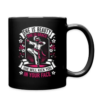 Karate Karatekämpfer Kampfkunst - Tasse einfarbig - Schwarz - Rechts