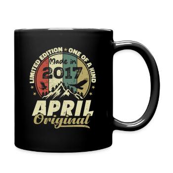 Retro Born In April 2017 Birthday Gift 2017 - Full Colour Mug - black - Right