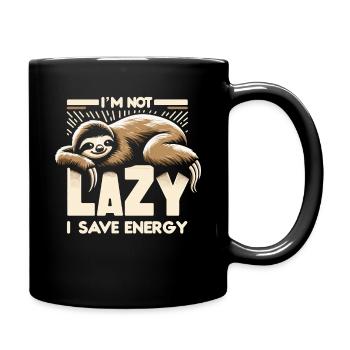 Faultier Faultiere Schlafen Faul - Tasse einfarbig - Schwarz - Rechts