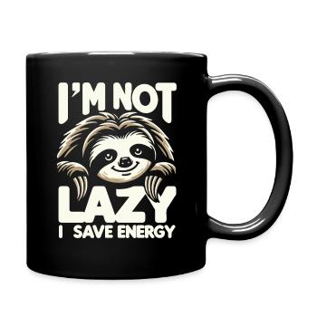 Faultier Faultiere Schlafen Faul - Tasse einfarbig - Schwarz - Rechts