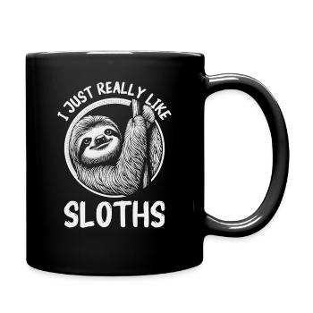 Faultier Faultiere Schlafen Faul - Tasse einfarbig - Schwarz - Rechts