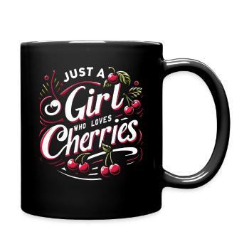 Kirsche Kirschen Früchte Essen - Tasse einfarbig - Schwarz - Rechts