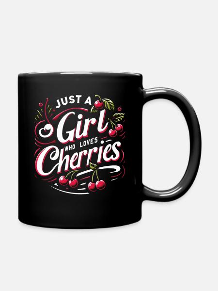 Kirsche Kirschen Früchte Essen - Tasse einfarbig - Schwarz