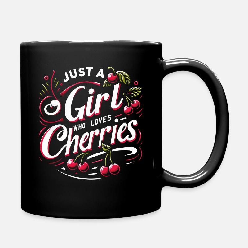 Kirsche Kirschen Früchte Essen - Tasse einfarbig - Schwarz