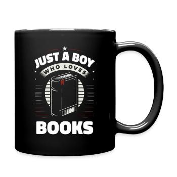 Bücher Buch lesen Bücherei Bibliothek Bücherwurm - Tasse einfarbig - Schwarz - Rechts