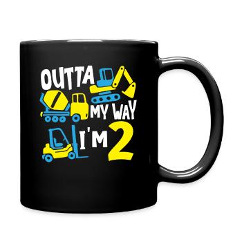 Baukran Bau Thema Geburtstage - Tasse einfarbig - Schwarz - Rechts