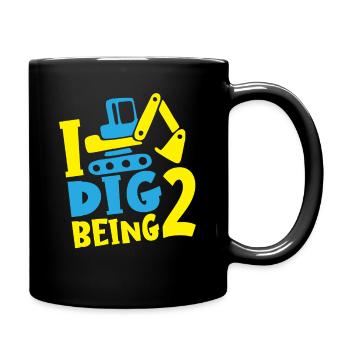 Camion d’excavatrice Remorque de construction pour enfants - Mug uni - noir - Droite