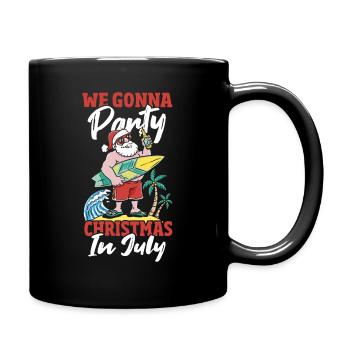 Christmas in July Funny Santa Surfing Summer - Full Colour Mug - black - Right