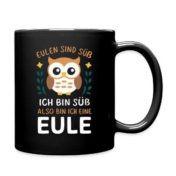 Noctambule, Hibou, Hibou, Oiseau - Mug uni - noir - Droite