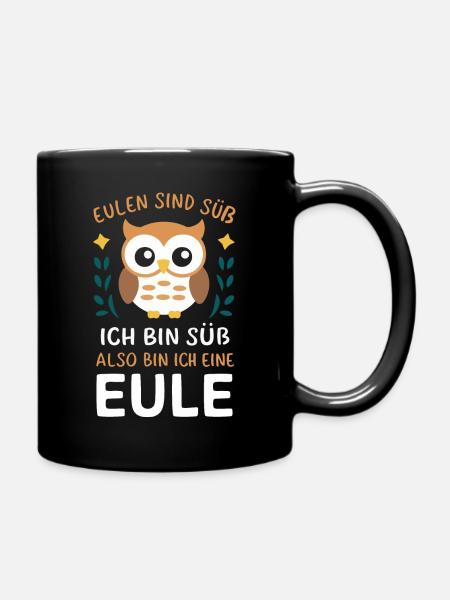 Nachteule Eule Eulen Vogel - Tasse einfarbig - Schwarz