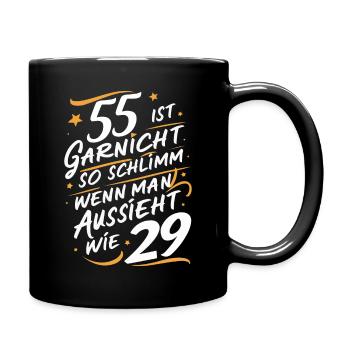 Geburtstagsgeschenk 55 Jahre Geburtstagskind - Tasse einfarbig - Schwarz - Rechts