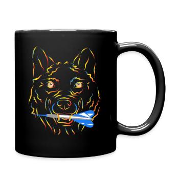 Motiv Wolf mit Dartpfeil Dart T- Shirt Wolf - Tasse einfarbig - Schwarz - Rechts