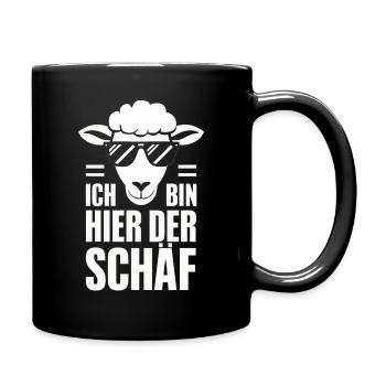 moutons, troupeau de moutons, ferme, agriculteur, berger - Mug uni - noir - Droite