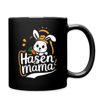 Hase Hasen Kaninchen Haustier - Tasse einfarbig - Schwarz - Rechts