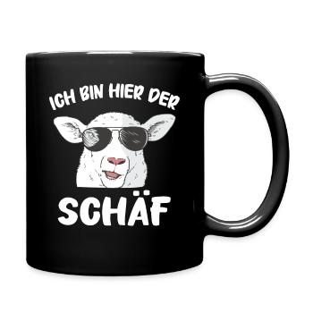moutons, troupeau de moutons, ferme, agriculteur, berger - Mug uni - noir - Droite