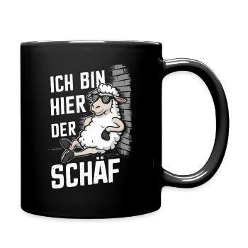 sheep, flock of sheep, farm, farmer, shepherd - Full Colour Mug - black - Right