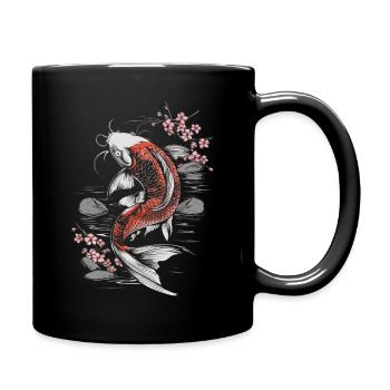 Koi Fisch Karpfen Japan China Fische - Tasse einfarbig - Schwarz - Rechts